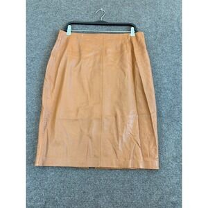 Siena Studio Womens Cognac Leather Pencil Skirt B18230A Brown Size 14 NWT